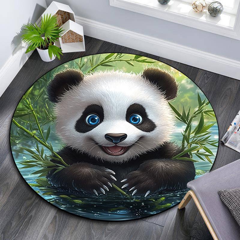 

Panda Bear Round Area Rug,Carpet Rug for Living Room Bedroom Sofa Playroom Decor,Non-slip Floor Mat 80cmx80cm