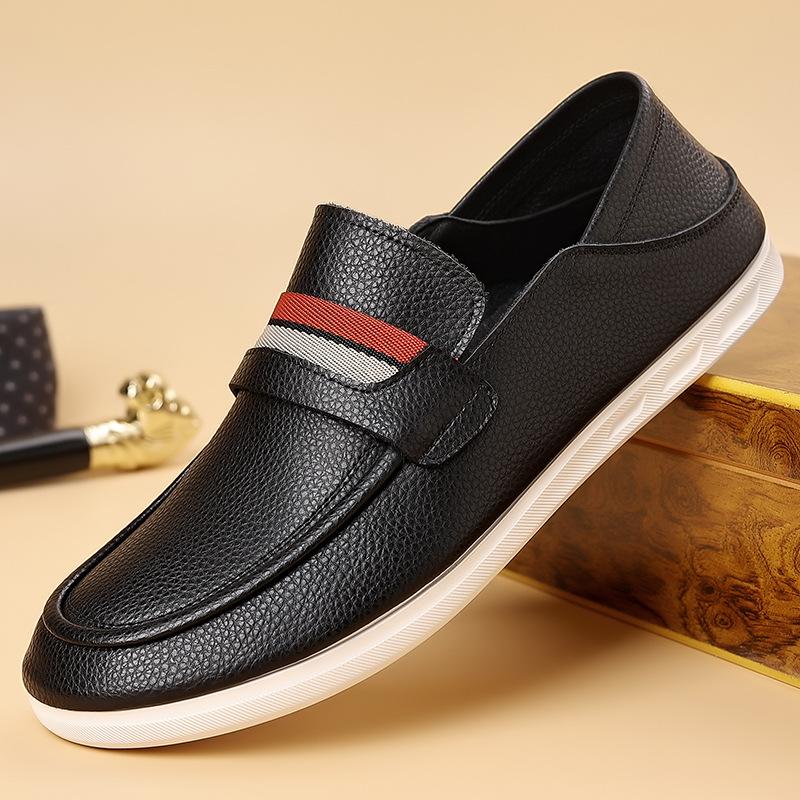 

Men s breathable cowhide casual leather shoes lazy one pedal low-top loafers men s tide 2025 38