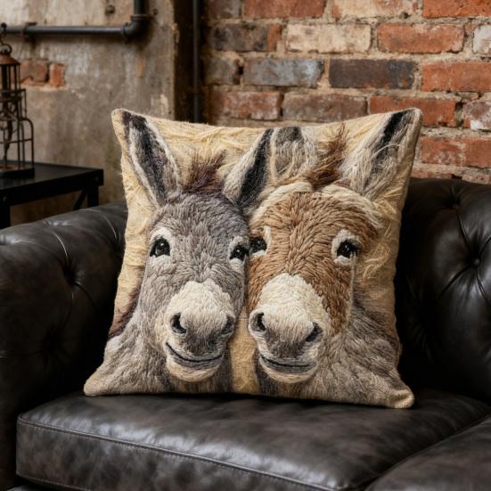Laughing Donkeys Throw Pillow Cute Donkey Square Cushion with Removable Cover Farmhouse Decorative Cushion for Home Couch Sofa Bed Patio Car Decor