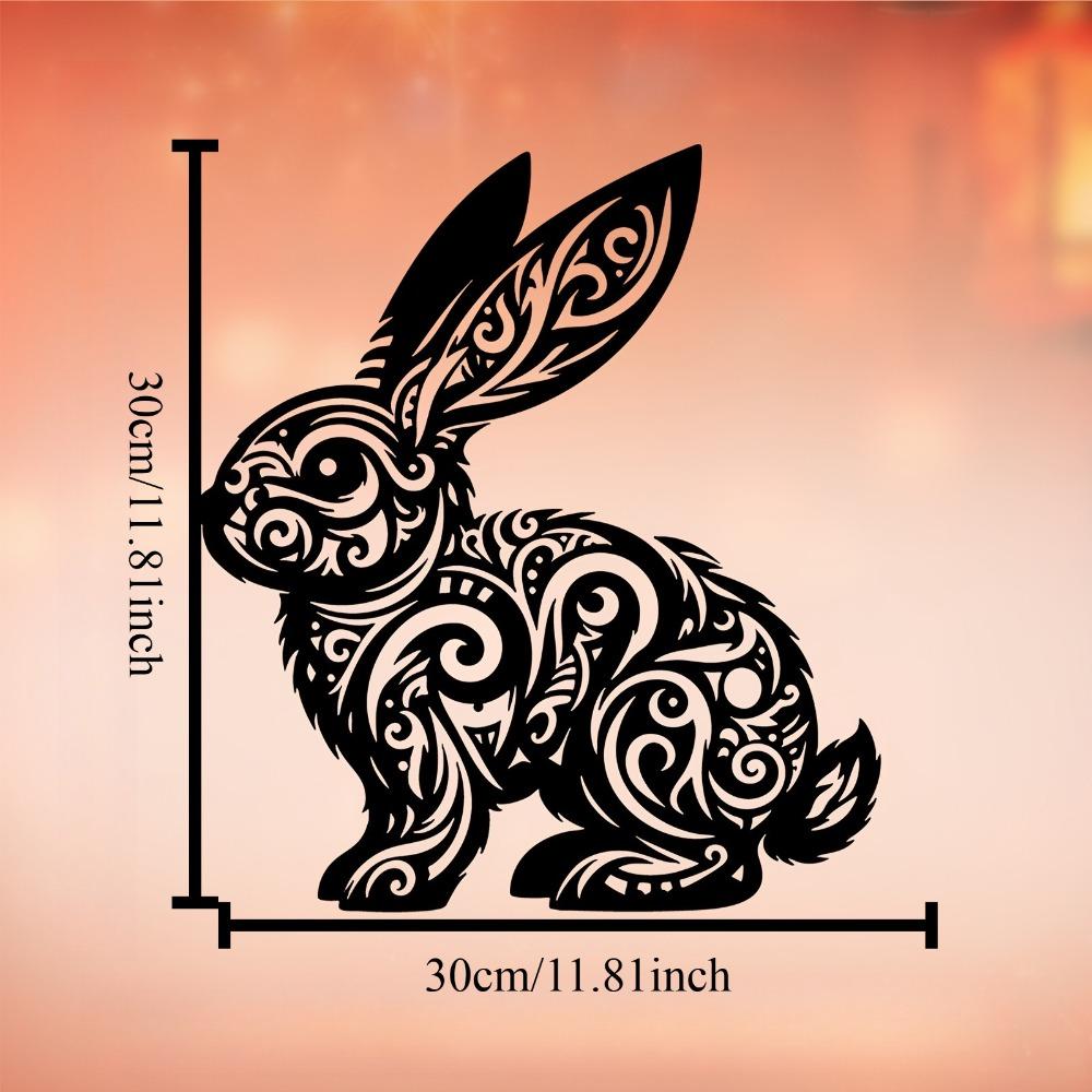 

1pc Tribal Rabbit Iron Wall Art - Metal Rabbit Sculpture for Easter Spring Gift Indoor Outdoor Garden Fence Living Room Decor 12in
