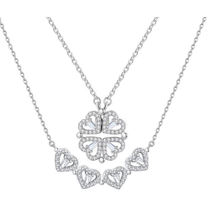 

Collier Femme Collier Trèfle À Quatre Feuilles Cœur Pendentif Détachable Magnétique Saint Valentin Cadeau D Anniversaire Avec[u1338]