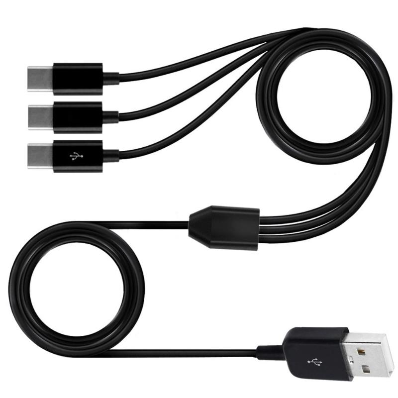 USB C Splitter Cable,USB A Male to 3 Type-C Male Data Sync Charge Cable,3 in 1 Charging Cord Fast Charge for Mobile
