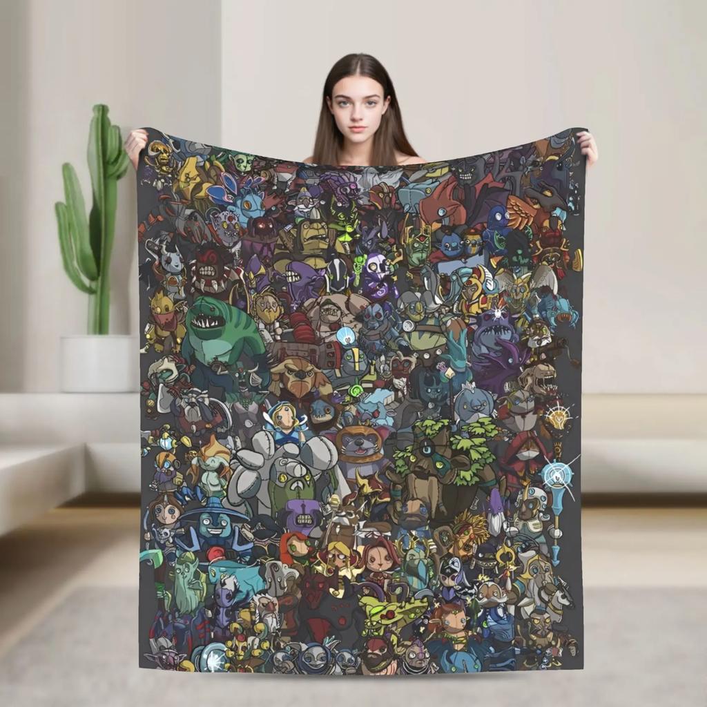 Dota Hero Collection Knitted Blanket Velvet Soft Warm Throw for Bedding Sofa Cartoon Game Theme Quilt Breathable and Cozy