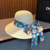 Straw hat children 2025 new summer outing seaside big brim beach hat Hepburn wind shading sun protection straw hat