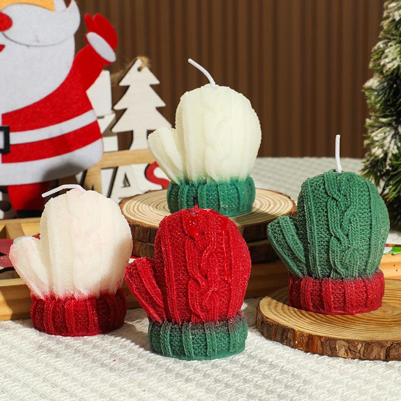Christmas Decorations, Mini Woolen Glove-shaped Scented Candles, Souvenir Gifts, Scented Candles, Table Ornaments