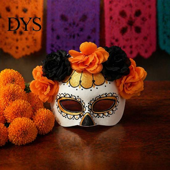 Máscara Exótica do Dia dos Mortos Máscara de Baile de Máscaras de Halloween, Crânio de Flor Mexicano Design Leve Almofada para Olhos para Fantasia, Traje de Festa, Festa de Cosplay