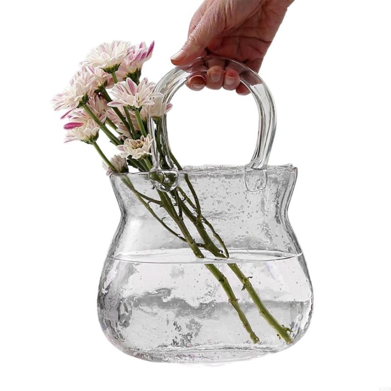 62KD Clear Glass Vase Fish Bowl Container Bucket Table Decors Supplies for Holiday Birthday Party Background Decorations