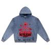 DTG print Knitted Denim Zip-Up Hoodie Metalheads Brother Print Zipper Hoodies  