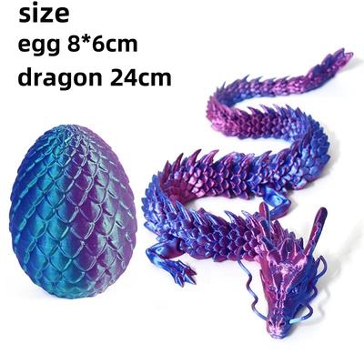 Dragon Imprimé en 3D avec Articulations d'Œuf Articulations Complètes du Corps Mobiles et Rotatives Décorations de Bureau Jouets Créatifs pour Enfants