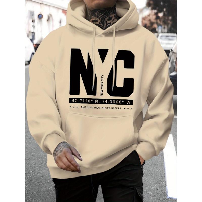 Spring/Summer Men'S New Personalized New York Letter Print Casual Sweatshirt Fashion Drawstring Hoodie