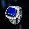 Open Ring 5ct Lab Created Royal Blue Sapphire 18K Gold Plated Women Adjustable Ring with Fake Zircon