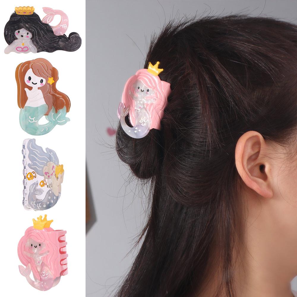 Geometry Cartoon Mermaid Hair Claw Lovely Acetic Acid Shark Clip Creative Hair Claw  Streetwear