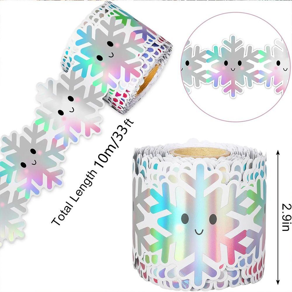 Christmas Candy Border Decorative Sticker Winter Snowflake Christmas Tree Poster Border Stickers Christmas Bells Self-Adhesive