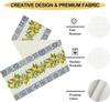 Summer Lemon Blue Tiles Linen Table Runner Party Decor Watercolor Floral Fruit Leaves Kitchen Dining Table Runners Home Decor