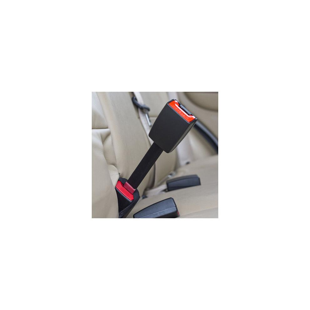2Pcs Car Seat Belt Extension Clips - 25cm Universal Buckle Extenders, Black, High-Strength Stainless Steel, One-Button Install