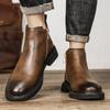 Chaussures habillées en cuir souple pour hommes, Bottines pour hommes polyvalentes, Formelles, Business décontracté, Chaussures en coton pour hommes, Classiques en peluche, Bottes Chelsea pour hommes