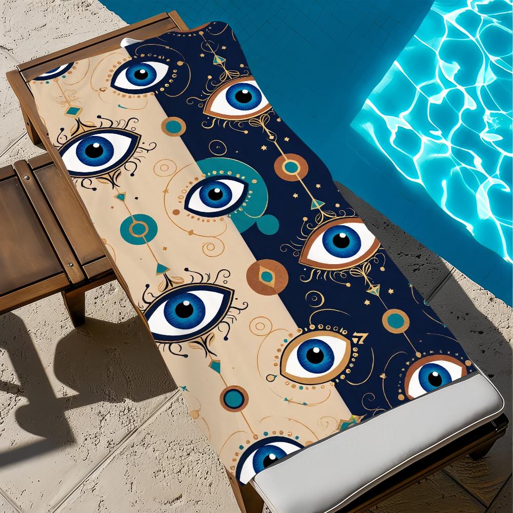 Evil Eye Beach Towel Boho Psychic Abstract Print Summer Vacation Swim Pool Quick Dry Soft Towel 50X100cm &1pc