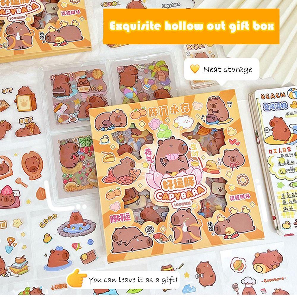 Stationery Capybara Handbook Stickers Cartoon Cartoon Decorative Stickers Cute Capybara Sticker