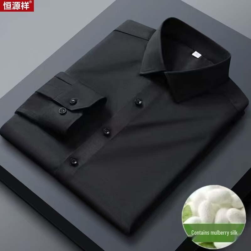 Hengyuanxiang Men s Silk Blend Long Sleeve Business Shirt L