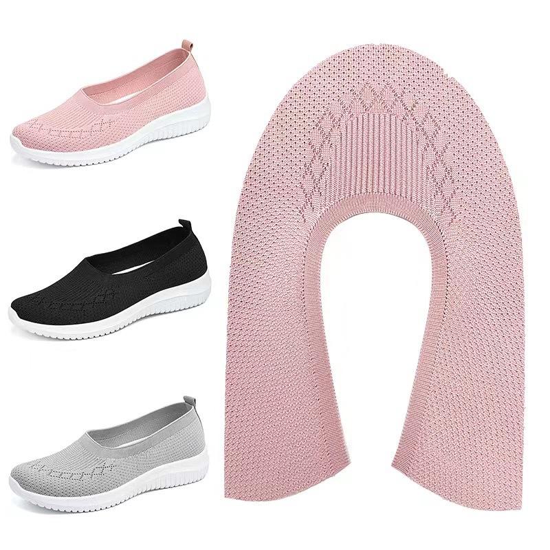3D Fly-woven Upper 2025 Direct Supply Shallow Mouth One Pedal Breathable Knitted Upper Work In Progress Middle-aged and Elderly Shoes Help Surface