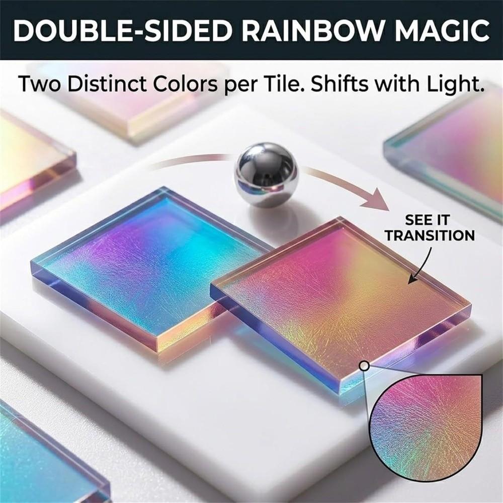 50Pcs Square Holographic Acrylic Rainbow Iridescent Acrylic Radiant Acrylic Sheets Home Decoration