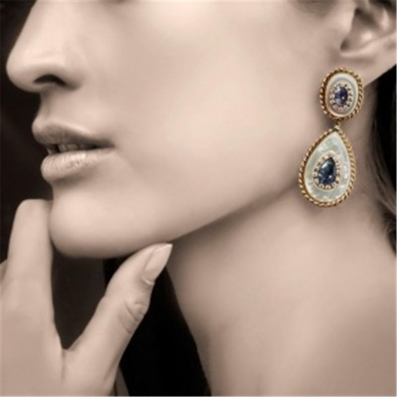 Cercei cu picătură de piatră violet în formă de picătură de culoare aurie de epocă pentru femei, bijuterii cadou pentru nuntă de mireasă, cadou de aniversare