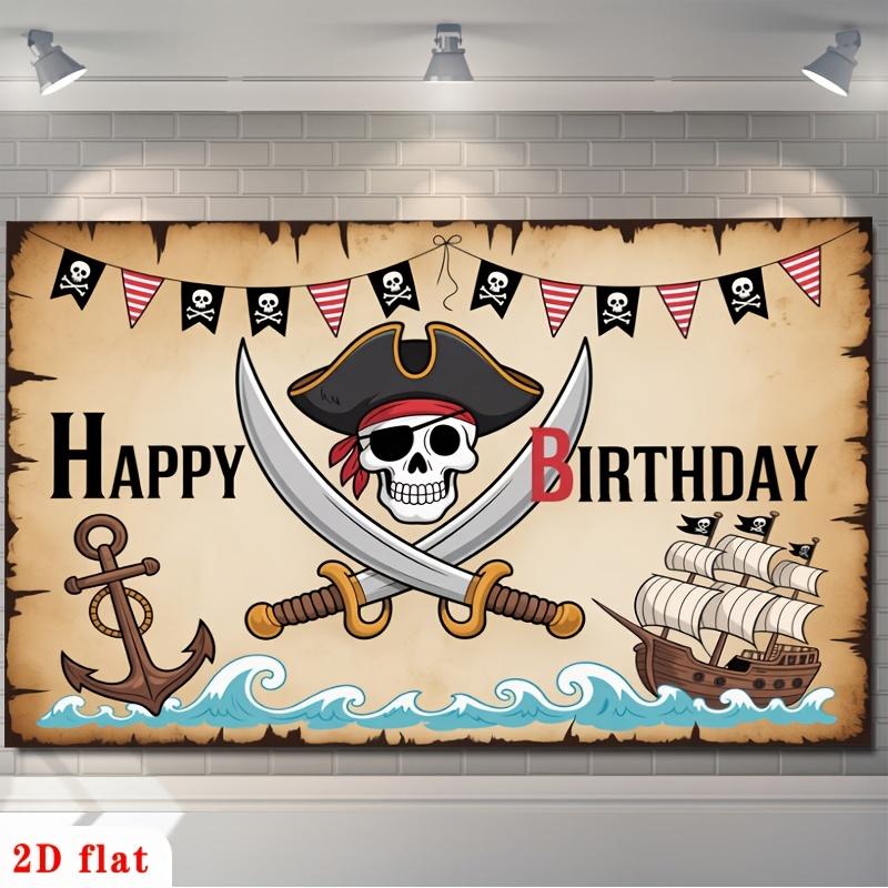 2D Plane - 2D Plane - A 2D Plane Banner Featuring a Cheerful Birthday Pirate Theme, Including Skulls