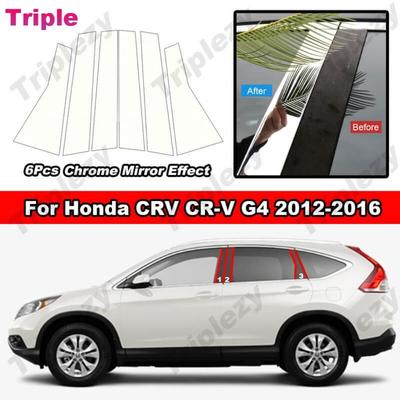 Glanzend Chroom Spiegel Effect Auto Deur Raam Middenstijl B C Stijl Post Cover Trim PC Materiaal Sticker Voor Honda CRV G4