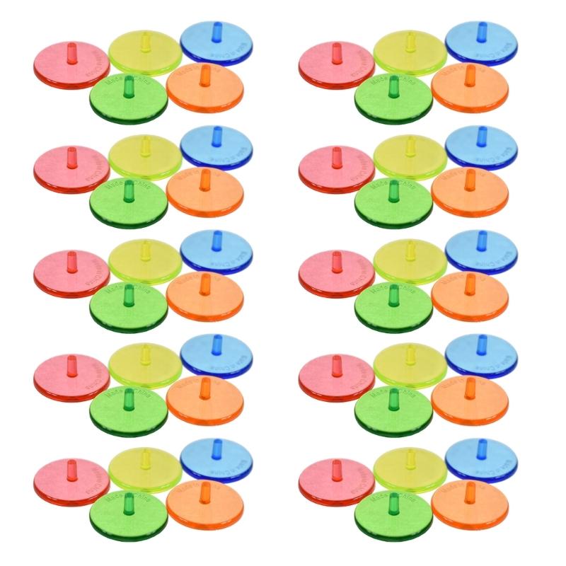 50Pcs Golf Balls Mark Position Markers Mixed Colors Clear Plastic Golf Balls Marker Flat Round Golf Balls Markers Enduring