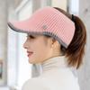New Women Casual Winter Hat Letter EmptyTop Visor Cap Female Knitted Hat