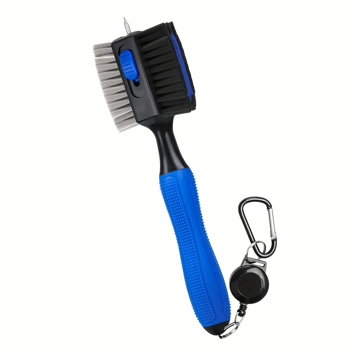 

Dual-Sided Golf Club Cleaning Brush Retractable Groove Cleaner with Carabiner 2-in-1 Wire & Nylon Brush for Irons Drivers Wedges синий