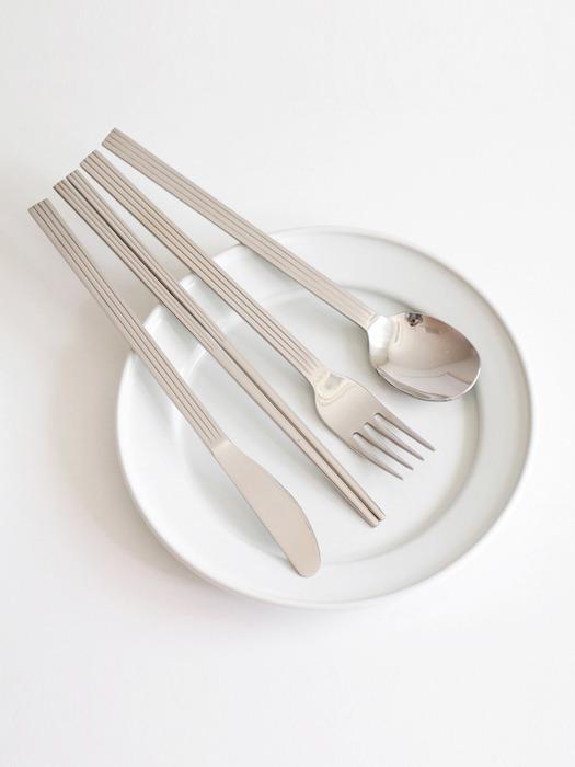kamomekitchen pleated stainless steel cutlery set (spoon, chopsticks, fork, knife) glossy spoon