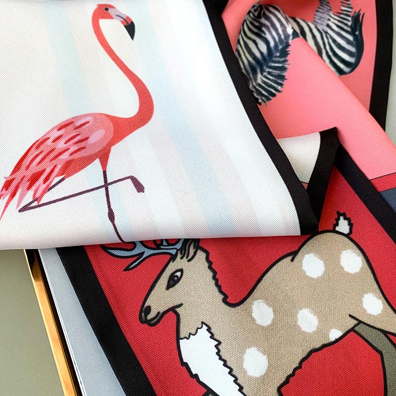 Bufanda Retro Delgada y Estrecha de Seda Simulada Bufanda de Punta Decorativa para Mujer Atar Bolso Cinturón para el Cabello Cinta Bufanda