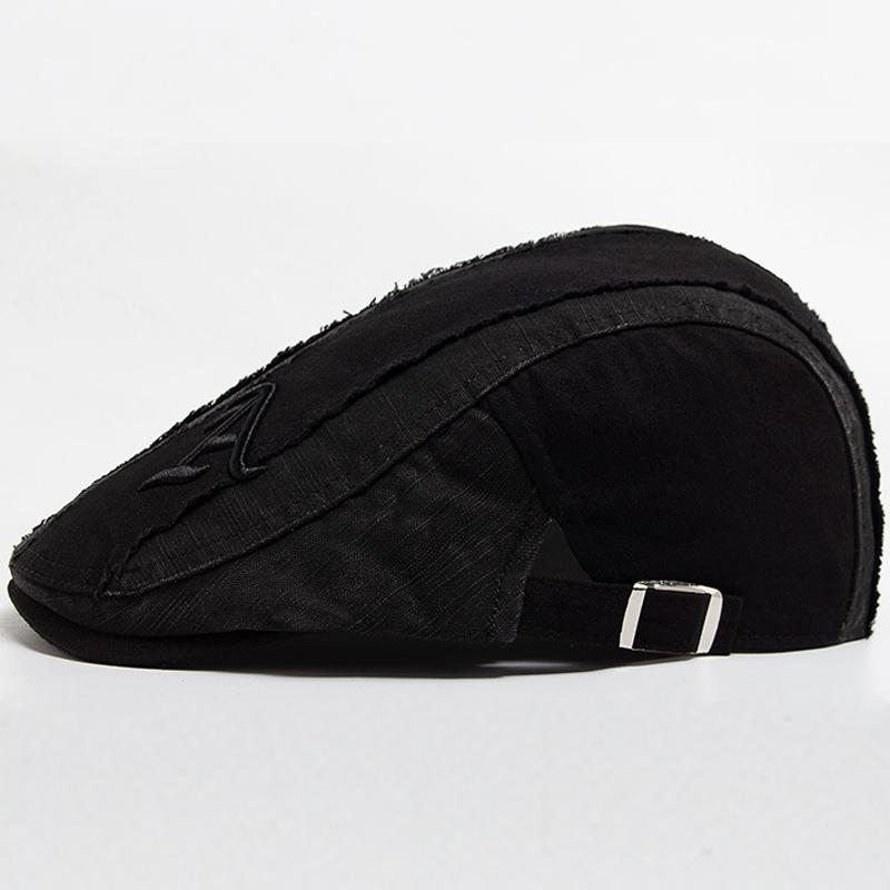 Берет Мужской Винтажный Камуфляж Вышивка Буква А Шейный Колпак Хлопок Мода Уличный Повседневный Передний Колпак Letter a is adjustable [55-59cm]