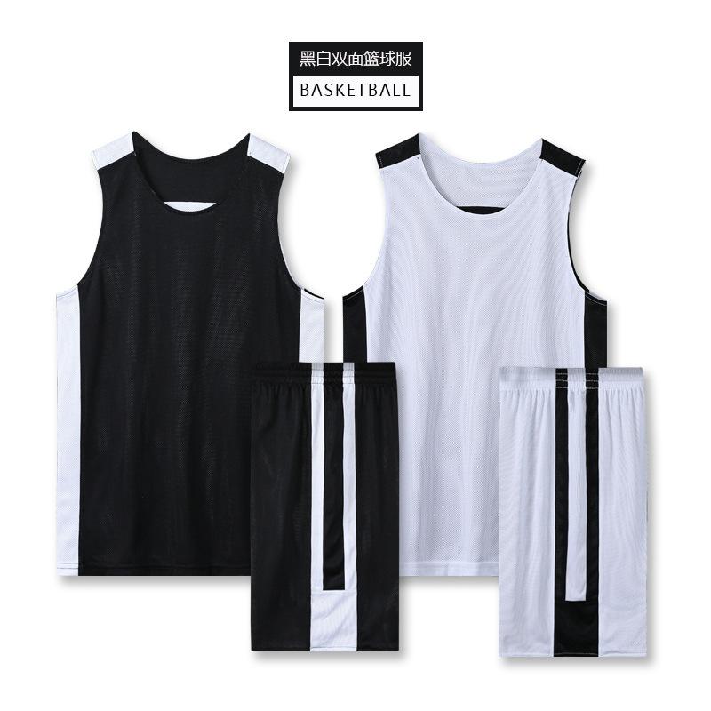 Football training clothes Double-sided basketball clothes set Men s and women s game training uniforms Summer breathable basketball clothes vest XS черный белый