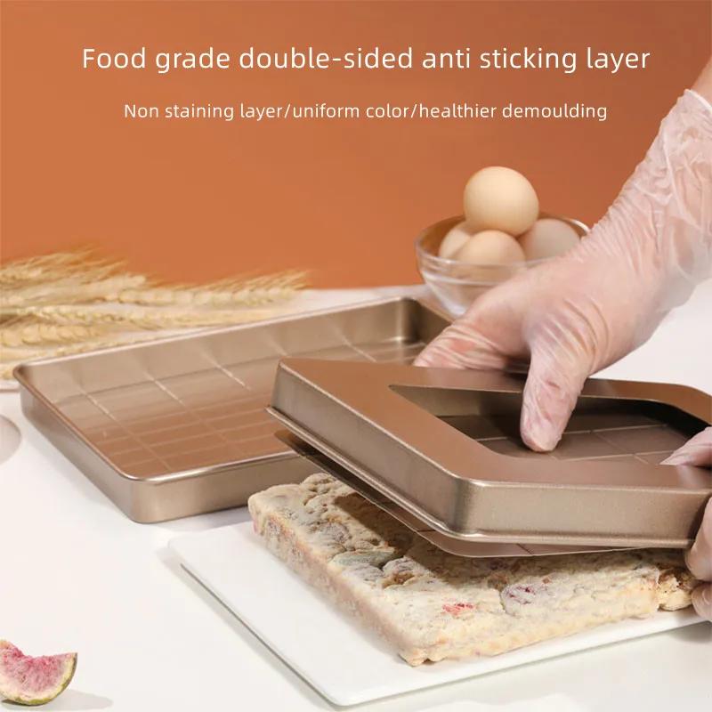 Molde de Turrón Dorado de Alta Calidad Acero al Carbono Molde Inferior para Pastelería de Copo de Nieve Molde para Hornear Antiadherente Enfriamiento y Cuajado Plato para Turrón