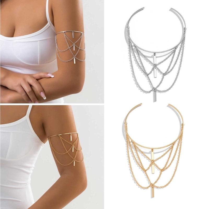 Tassel Arm Bracelets Tassel Arm Bangles Open Arm Bracelets Adjustable Bracelets Wedding Bridal Arm Chain Bangle Jewelry