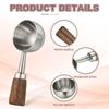uxcell Coffee Measuring Spoon, 1.45" x 0.7" 15ml Stainless Steel Coffee Scoop with Wooden Handle for Ground Coffee or Tea, Silver