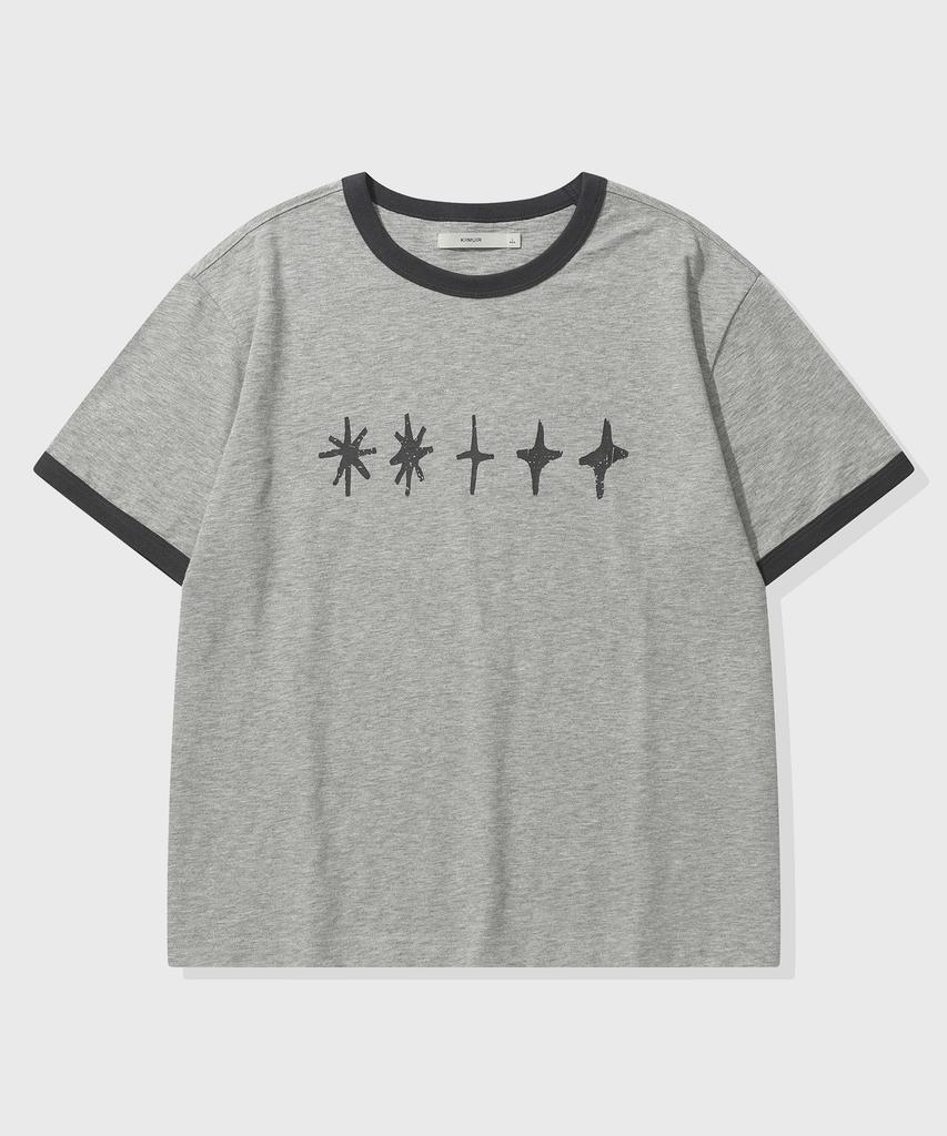 KIIMUIR [Crop] Flashmove Ringer Crop Short Sleeve T-Shirt_Melange Gray
