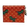 Used 10656 Dragon & Fire Compact Wallet 7941 Patent Embossed Multicolor Logo Charm Orange Red Unisex from Japan