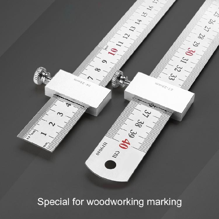 15/20/30/40cm Metal Measuring Marking Gauge with Slide Stop Carpentry Square Woodworking Tool Carpenter Scribing Ruler