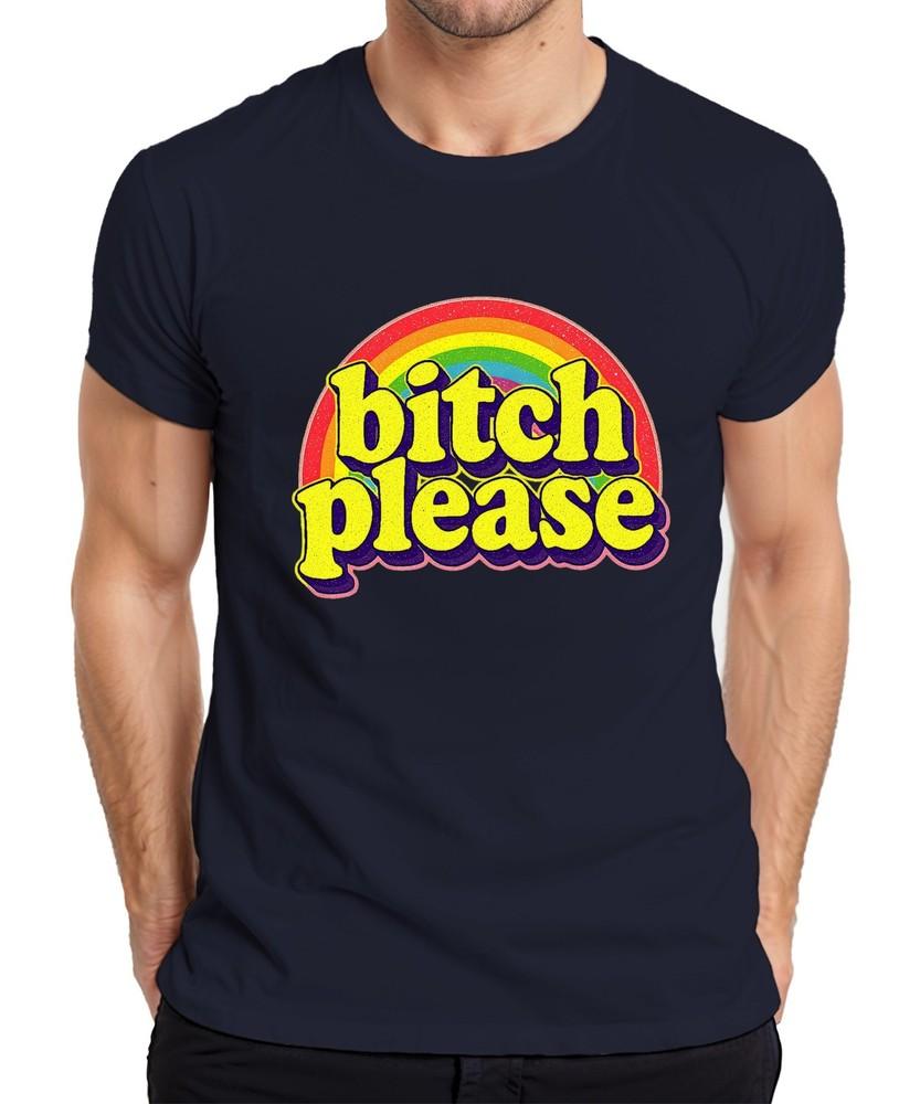 Bitch Please Retro Rainbow 70s Cheeky Gift Funny Groovy Unisexs T Shirt S