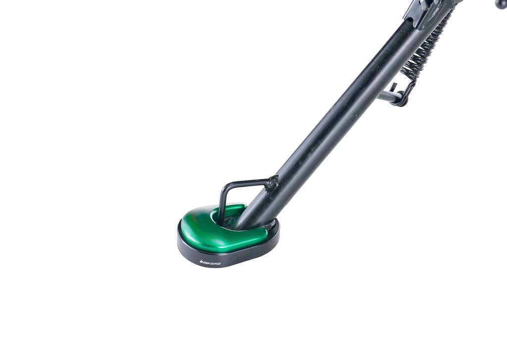 BIKERS Side Stand Extension Plate for Ninja 250, Ninja 400, and ZX-25R, Aluminum, Flat Foot, Green, BK-K0458-GRN