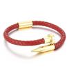 Men's Leather Magnetic Clasp Bracelet with Stainless Steel Nails