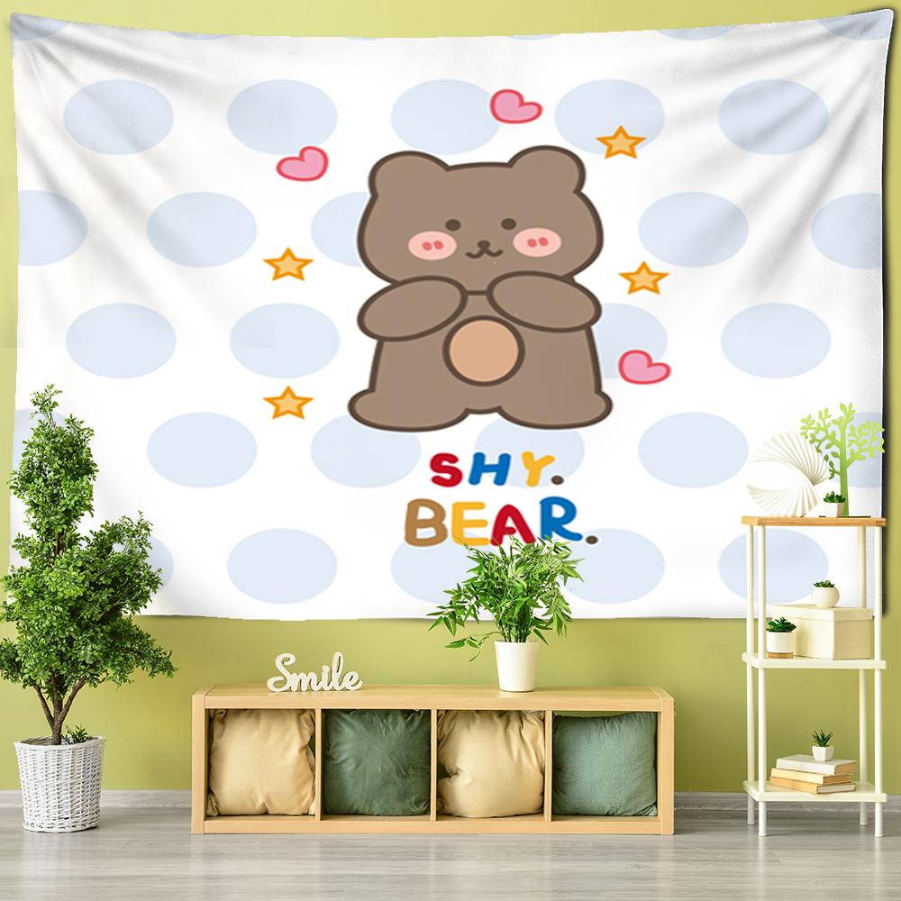 

Красочный гобелен с мультяшными животными, настенный гобелен в стиле хиппи, богемный милый свежий полиэстер с принтом, детская спальня, домашний декор 95x70CM