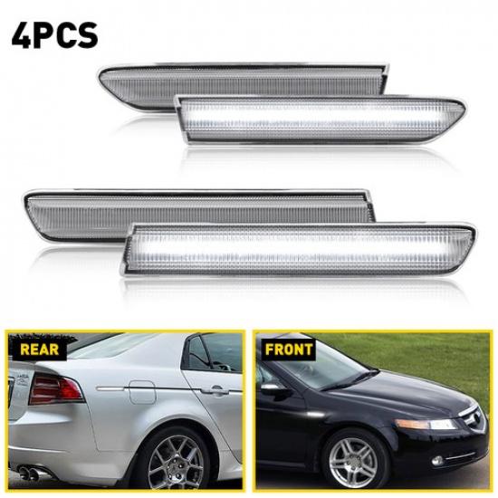 2/4pcs For 2004-08 Acura Smoked TL Lens Front & LED Rear Side Marker Light LH&RH