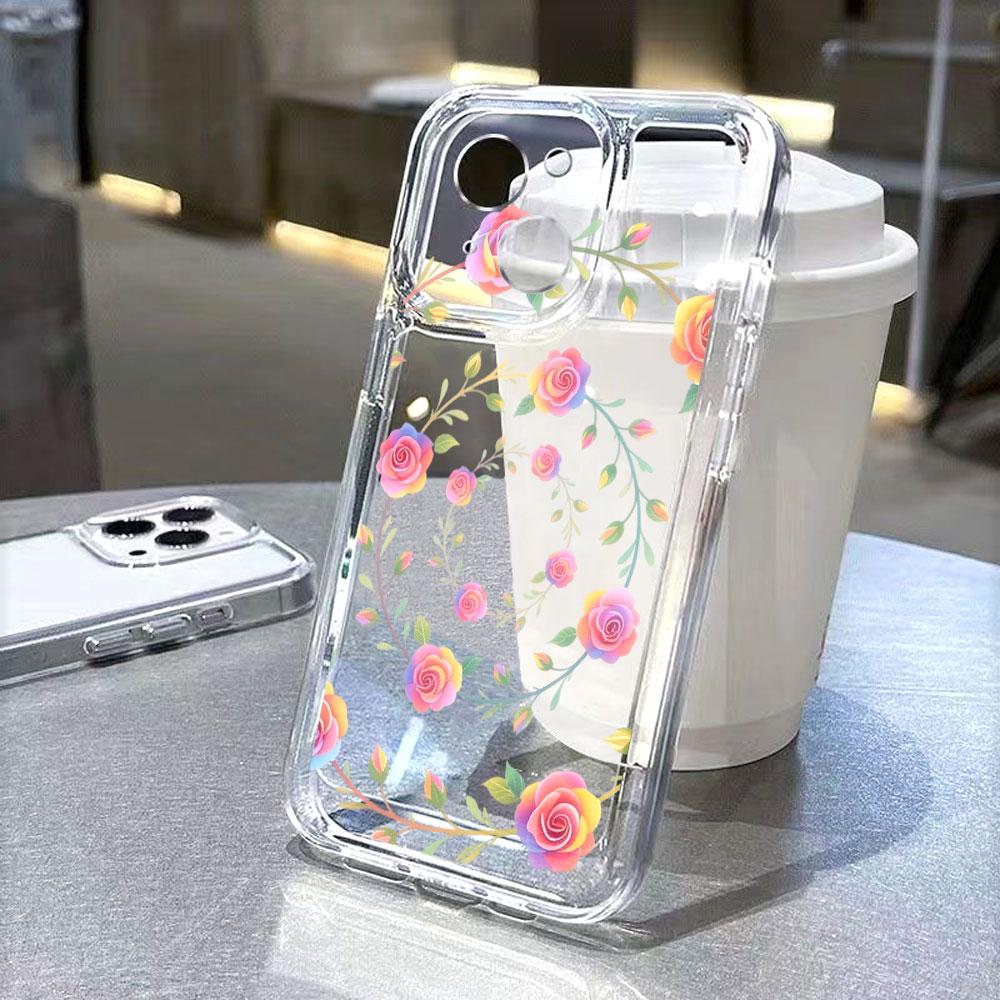 Rainbow Rose Wreath Transparent soft TPU Phone Case for Xiaomi Redmi Note 15 14 13 12 11 10 9 Pro Plus 4G 5G Soft Cover