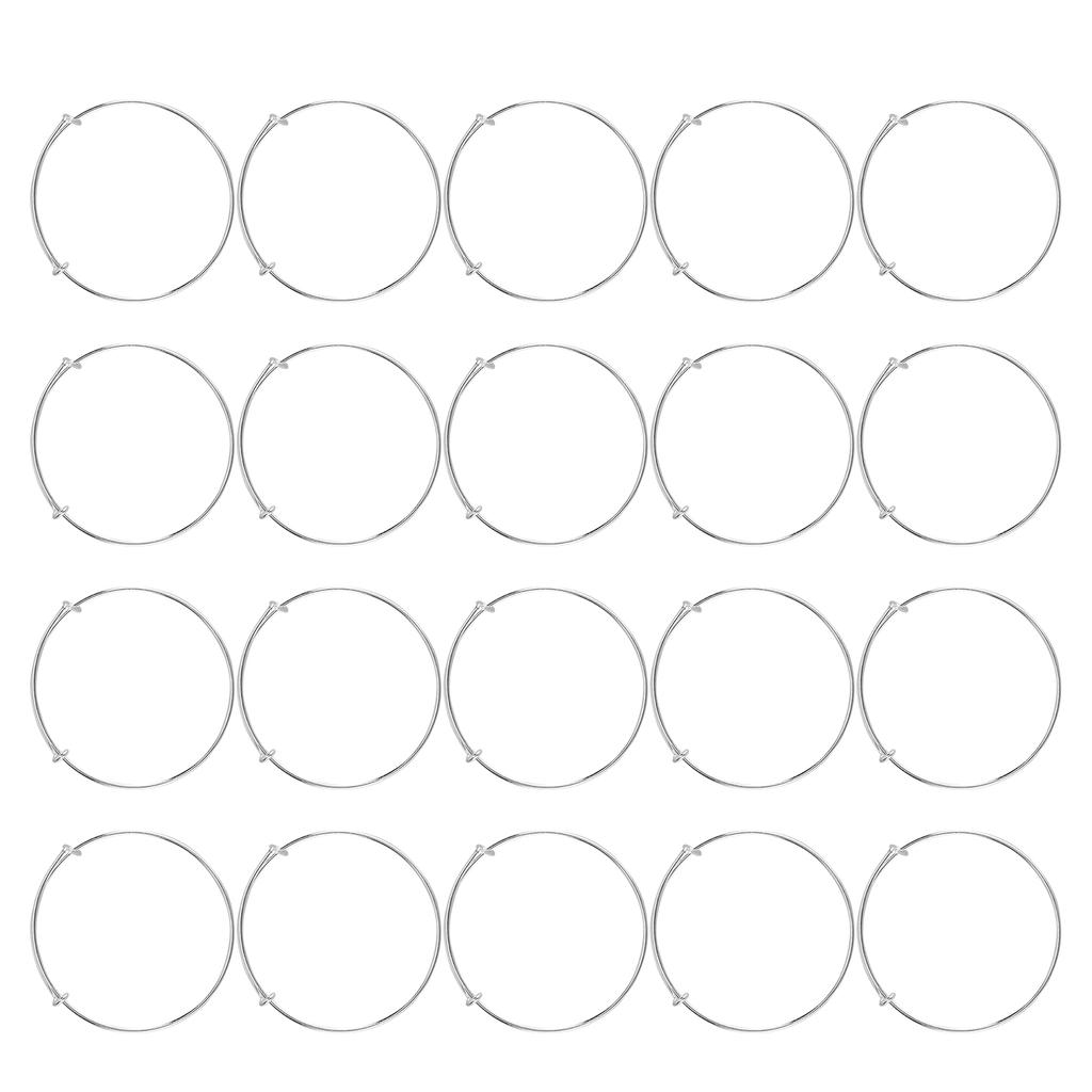 20PCS Stainless Steel AntiRust Expandable Bangle Adjustable DIY Handmade Silver Bracelet