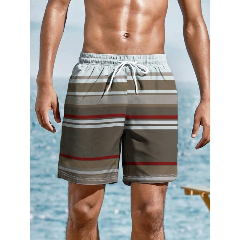 

Men s Board Shorts - Flat Digital Print Pattern - No Texture - Colorful Stripes on Brown Background 6XL