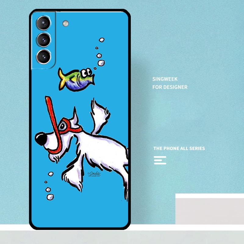 Cartoon schnauzer dog Case For Samsung Galaxy S25 Ultra S21 S22 S23 S24 Ultra S9 S10 S20 Plus S25 FE Phone Cover